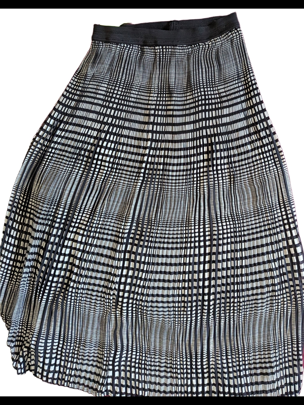 Elementz Black and White Grid Pleated Skirt